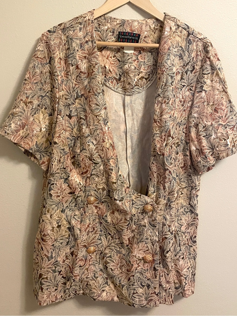 Vintage Special Thyme Ltd - Floral Tapestry Top - Button Front Boho - Size XL